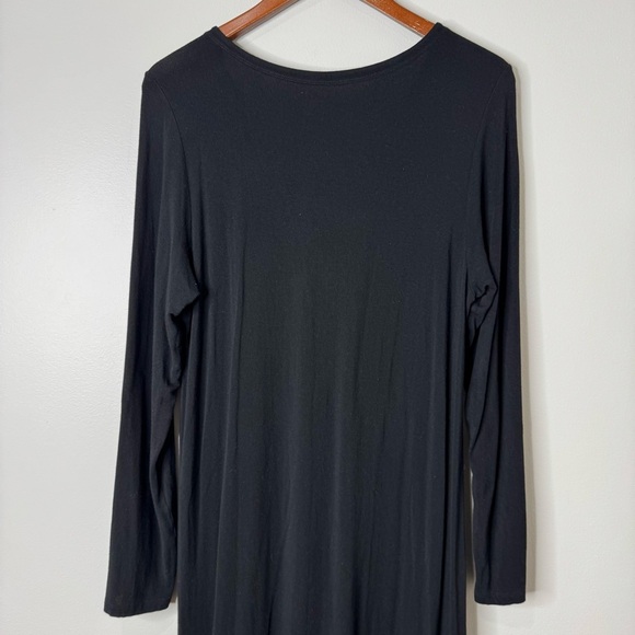 Eileen Fisher Black & Gray Color Block Long Sleeve Stretch Jersey Midi Dress‎ L - Picture 9 of 11